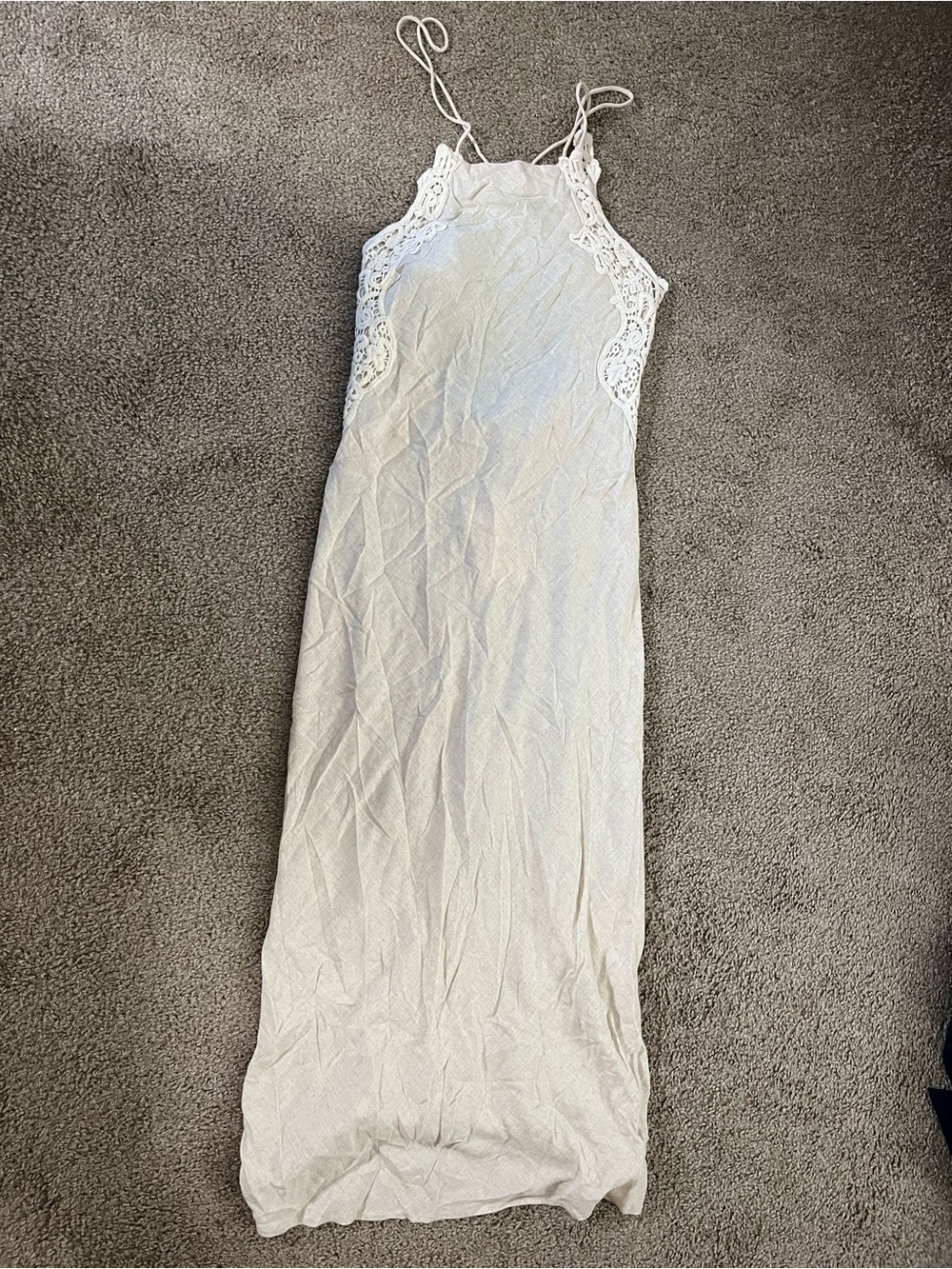 Zara Cream Crochet-Back Slip Dress - Picture 10 of 12